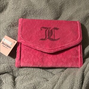Juicy Couture Fuchsia Velour Travel Jewelry Holder Bag with Bling and Hearts NWT